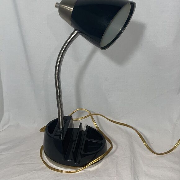 Desk lamp with outlet and slots for office supplies - Picture 6 of 7